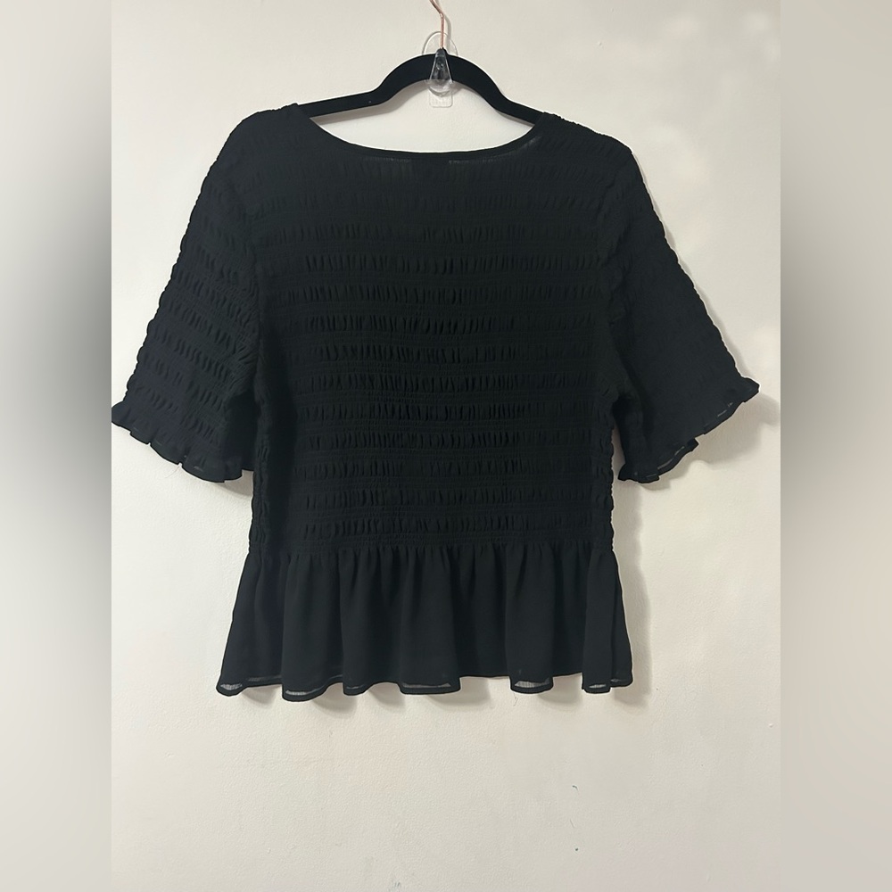 Torrid Black Smocked Peplum Blouse - Picture 7 of 7